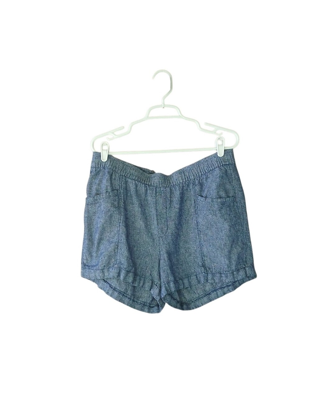 Old Navy Chambray Blue High-Rise Elastic Waist Linen Rayon 4" Shorts Large